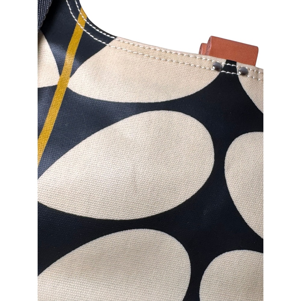 Orla Kiely Giant Oval Stem Canvas Crossbody Shoulder Bag Black Cream Adjustable - Picture 12 of 12